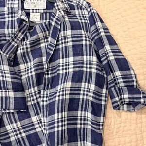 Frank & Eileen “Eileen” Navy and White Plaid linen button up Shirt